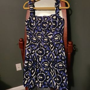 Blue, black and white party dress